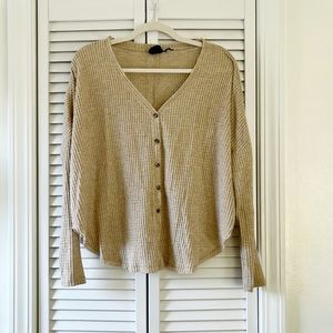 UO Waffle Knit Shirt Cardigan